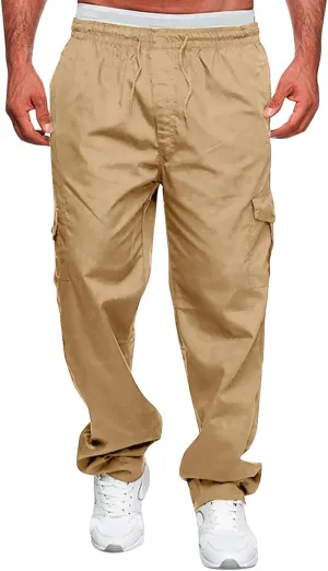 Mens Sweatpants with Pockets Big and Tall Bottom Straight Leg Casual Loose Athletic Jogger Pants Men's Cargo Sweatpants