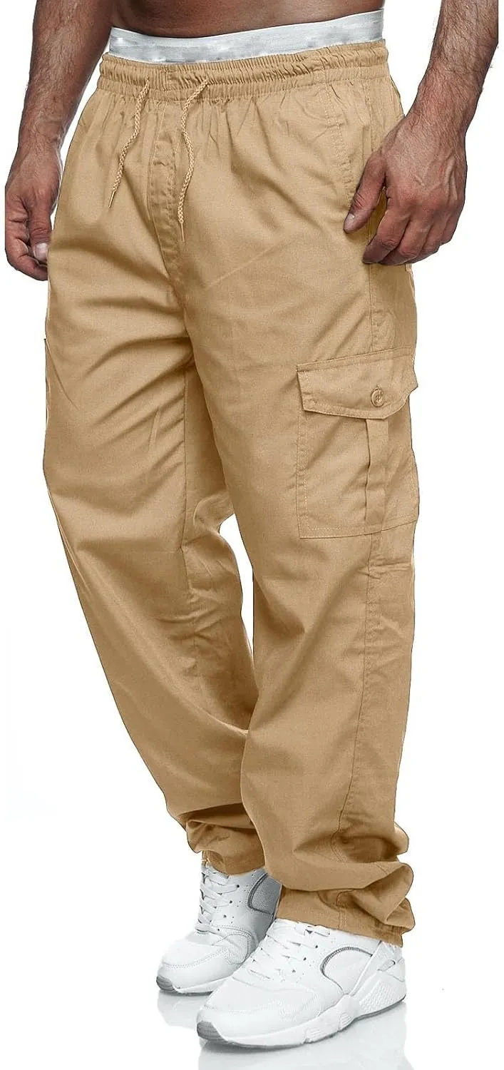 Mens Sweatpants with Pockets Big and Tall Bottom Straight Leg Casual Loose Athletic Jogger Pants Men's Cargo Sweatpants