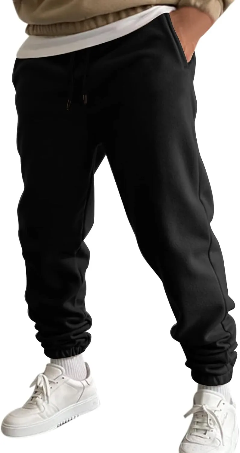 Mens Sweatpants with Pockets Big and Tall Joggers Cotton Drawstring Chino Cargo Pants Hiking Outdoor Twill Track Pants