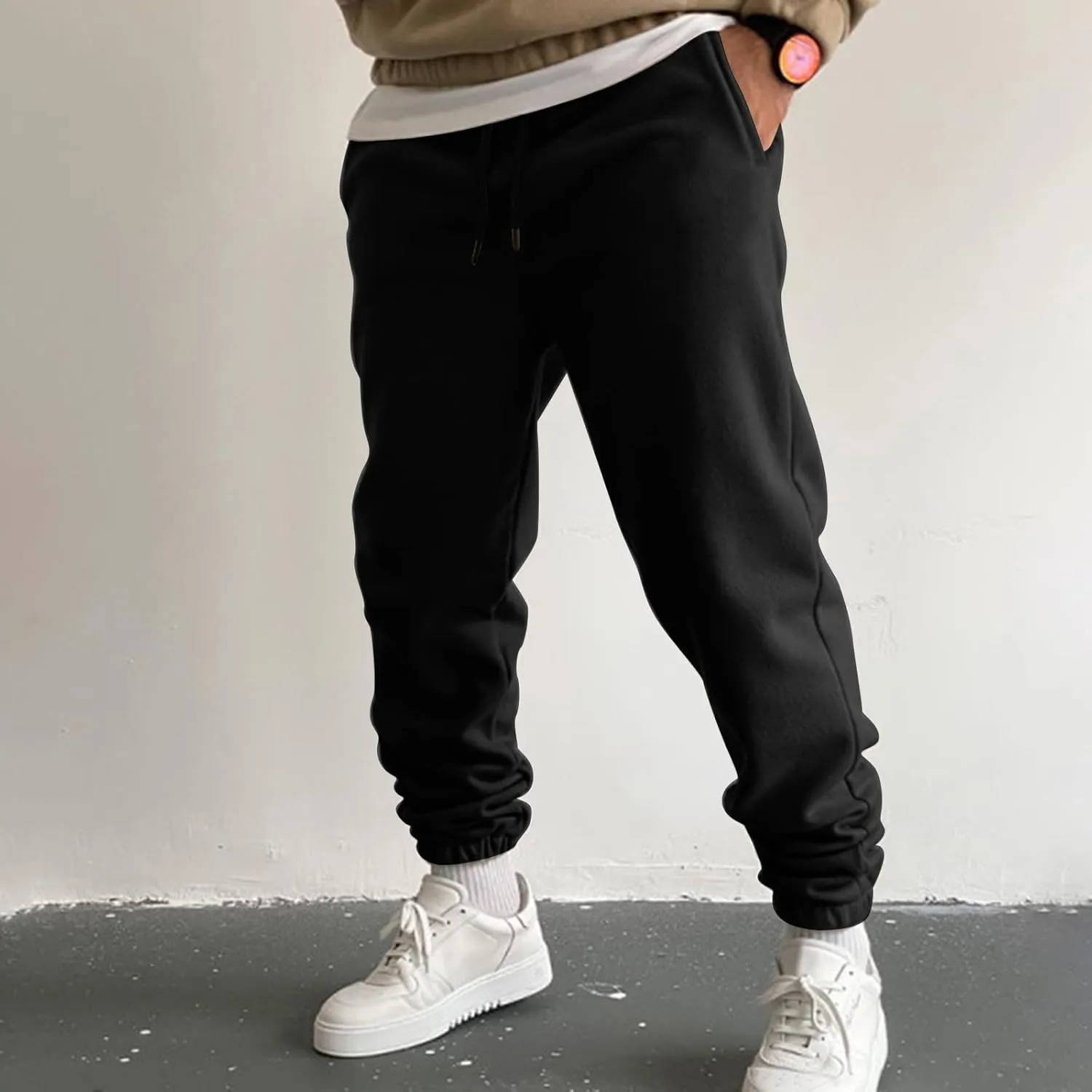 Mens Sweatpants with Pockets Big and Tall Joggers Cotton Drawstring Chino Cargo Pants Hiking Outdoor Twill Track Pants
