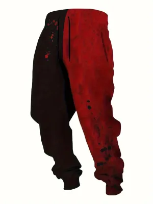 Men's Trendy Color Block Casual Joggers - Breathable, Comfort-Fit Sweatpants with Drawstring Waist for Spring & Fall