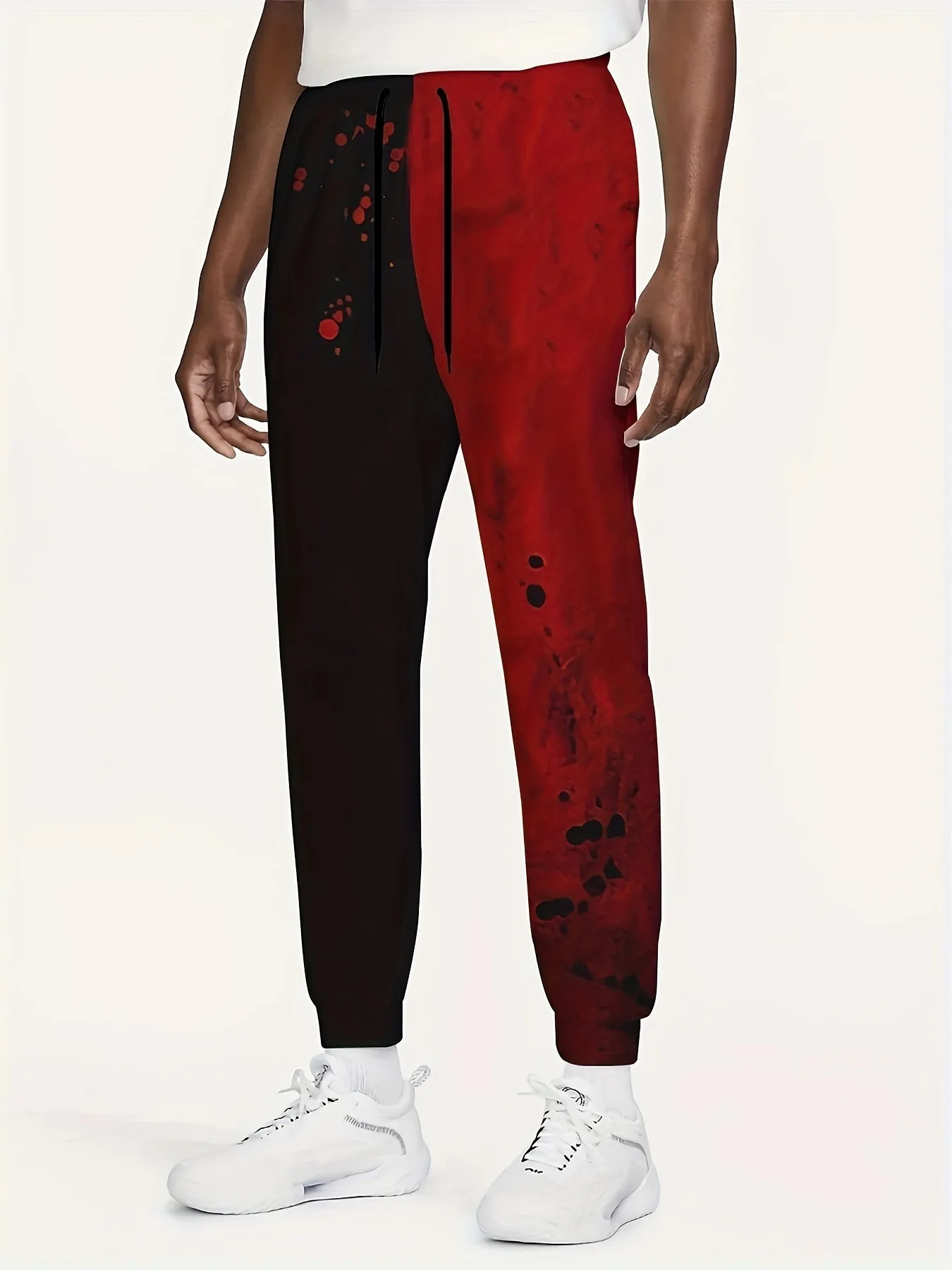 Men's Trendy Color Block Casual Joggers - Breathable, Comfort-Fit Sweatpants with Drawstring Waist for Spring & Fall