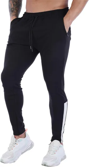 Mens Workout Cargo Sweatpants with Zipper Pockets Workout Cycling Gym Pants Men Joggers Sweatpants Slim Fit Workout