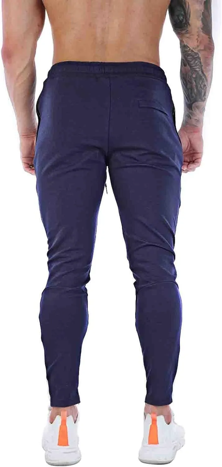 Mens Workout Cargo Sweatpants with Zipper Pockets Workout Cycling Gym Pants Men Joggers Sweatpants Slim Fit Workout