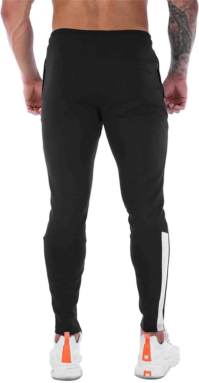 Mens Workout Cargo Sweatpants with Zipper Pockets Workout Cycling Gym Pants Men Joggers Sweatpants Slim Fit Workout