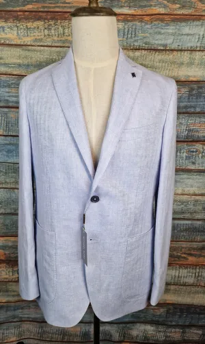 MICHAEL KORS Blue Linen Herringbone Blazer