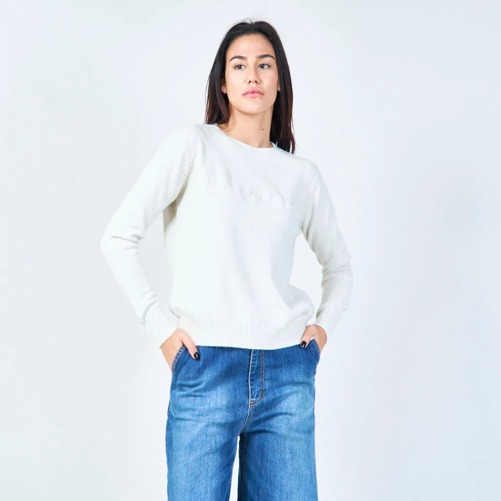 Milano embroidered crew neck sweater wholesale