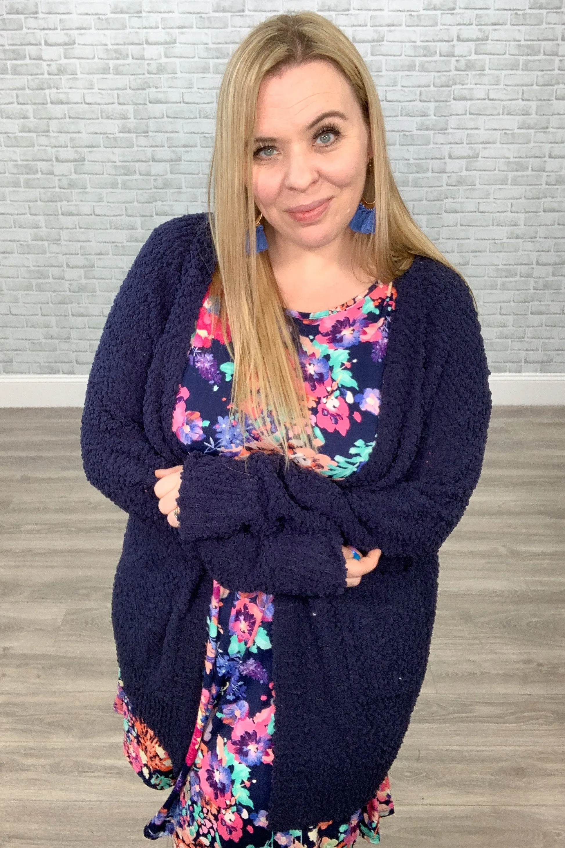 Navy Popcorn Cardigan with Pockets {Racheal - Heimish}