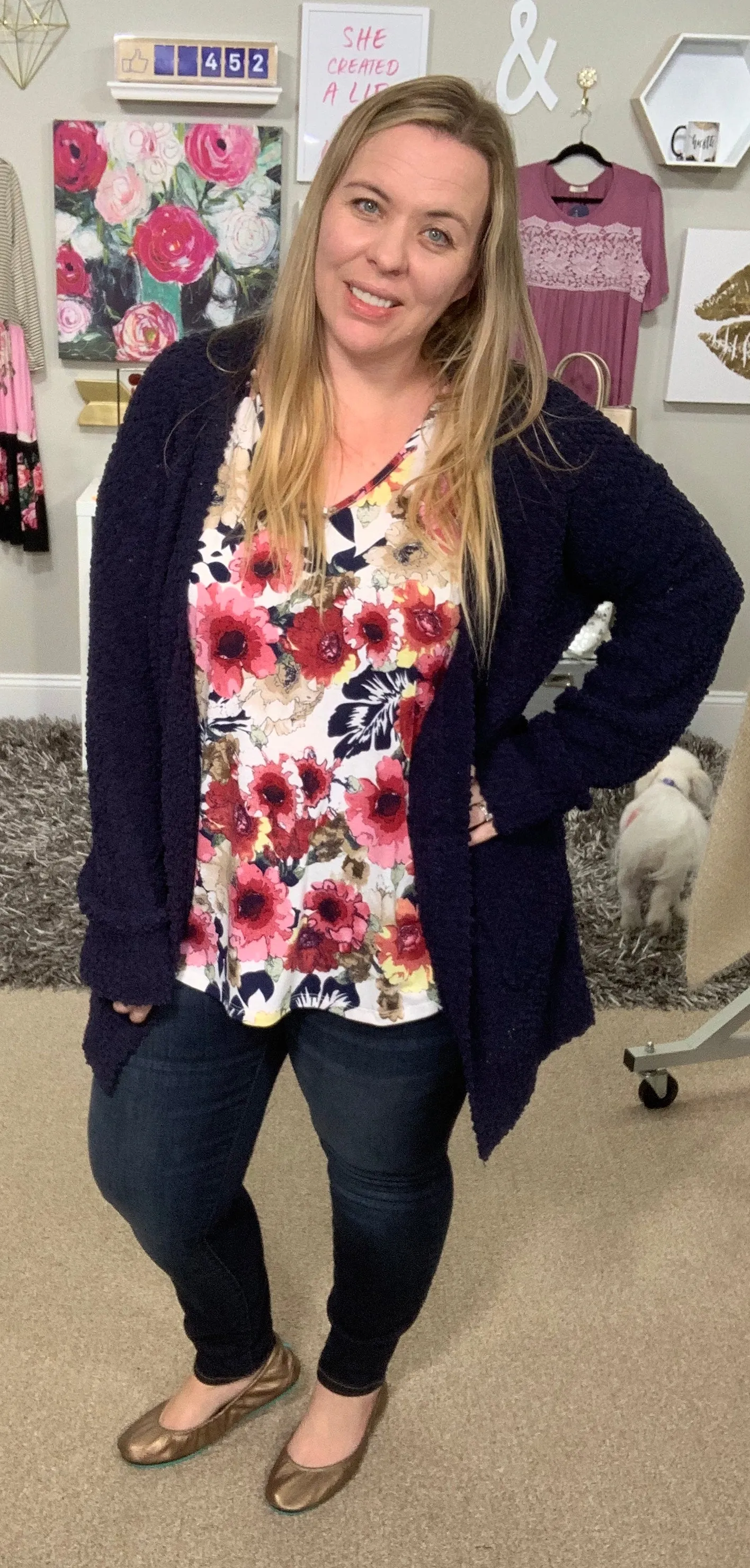 Navy Popcorn Cardigan with Pockets {Racheal - Heimish}