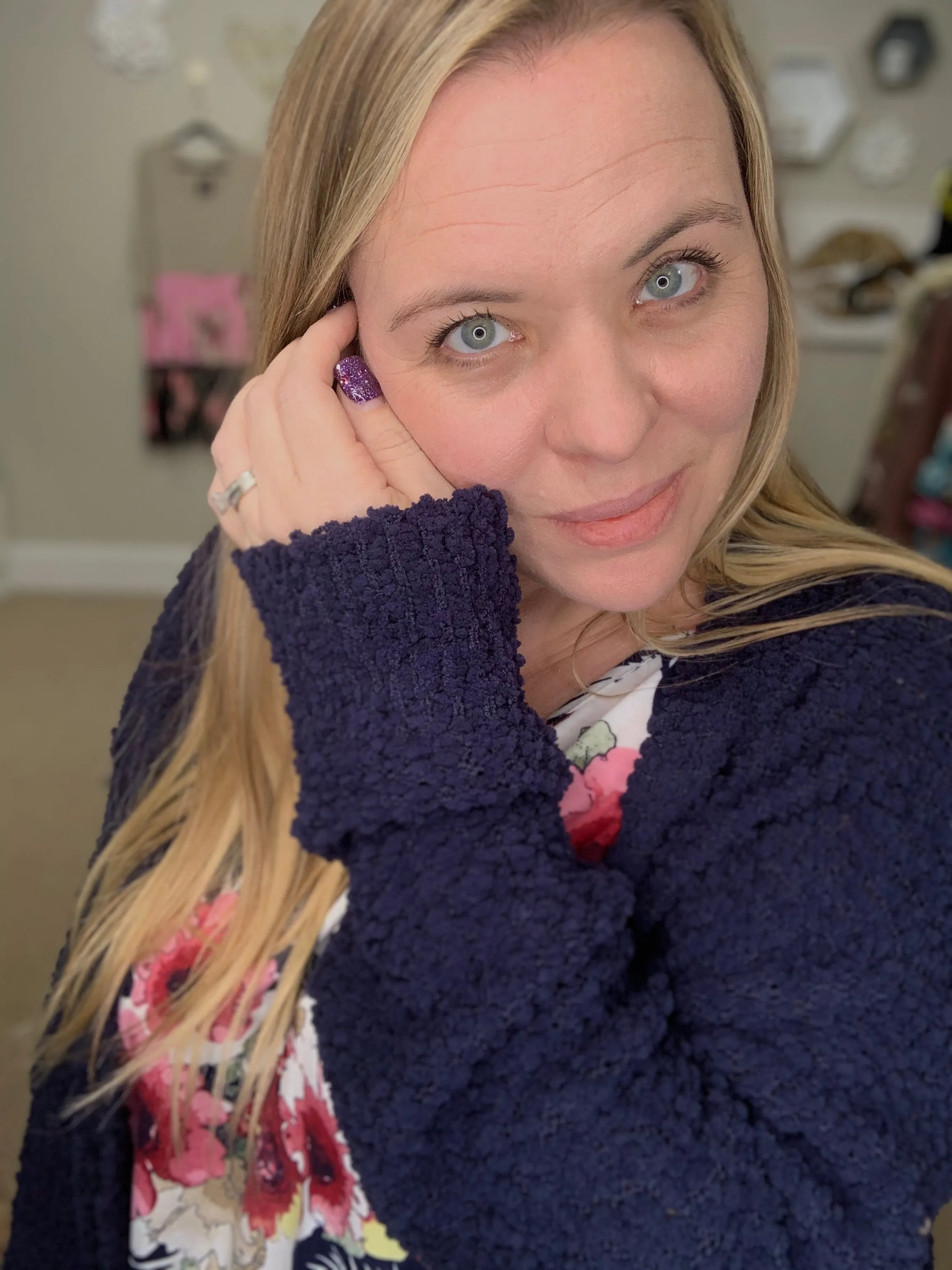 Navy Popcorn Cardigan with Pockets {Racheal - Heimish}