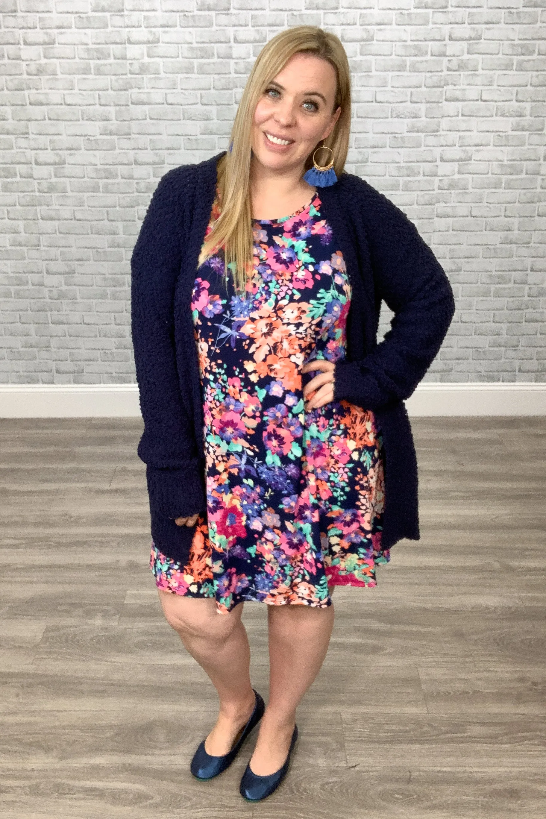 Navy Popcorn Cardigan with Pockets {Racheal - Heimish}