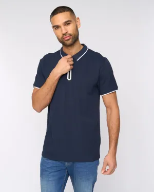 Oakden Zip Front Polo Navy