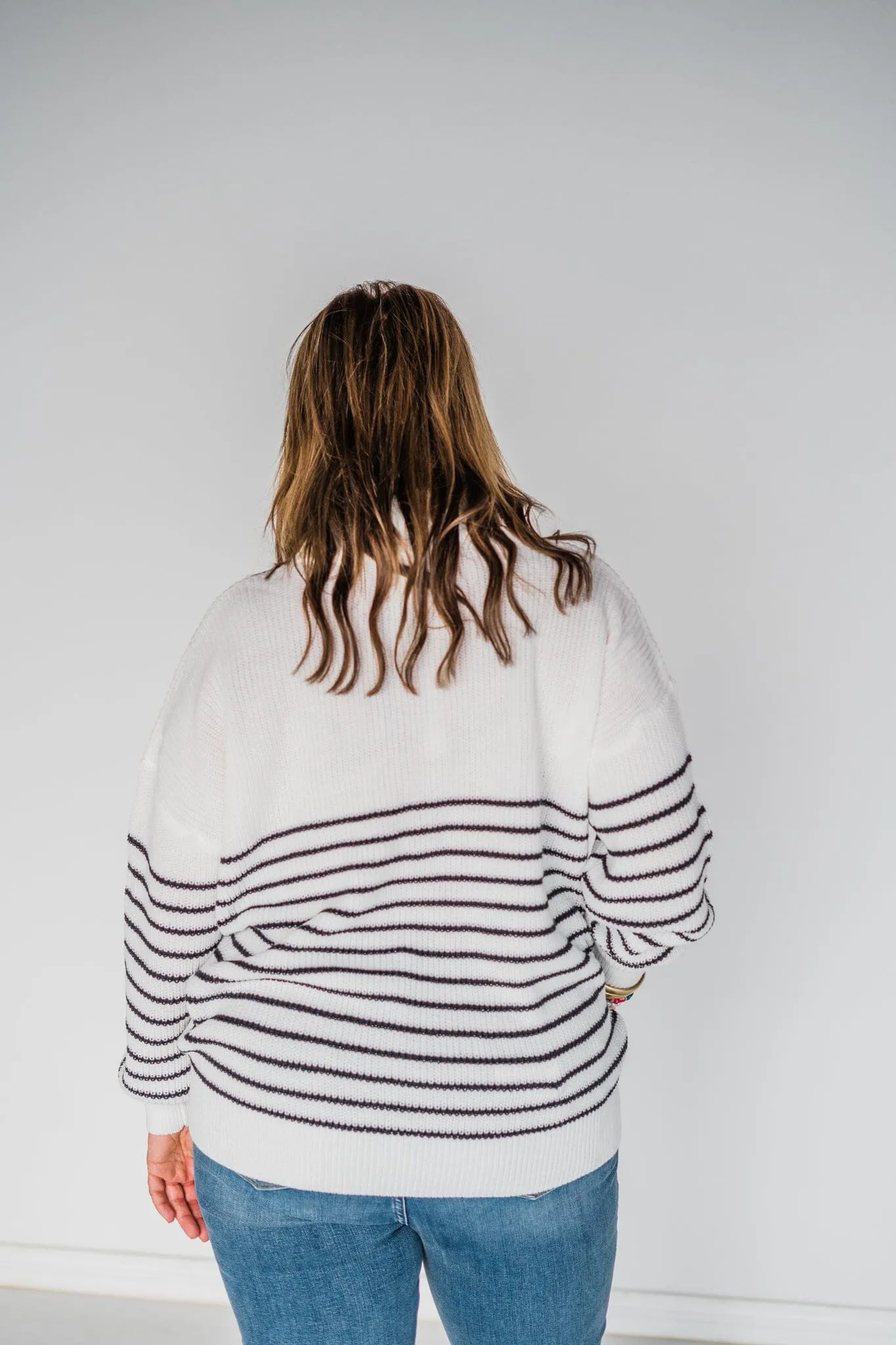 Pardon My French Striped 1/2 Zip Sweater