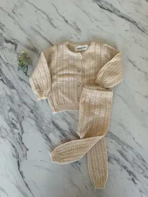 Pequeno Tocon Natural Cardigan   Pant Set