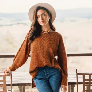 Relaxed O-Neck Split Hem Sweater