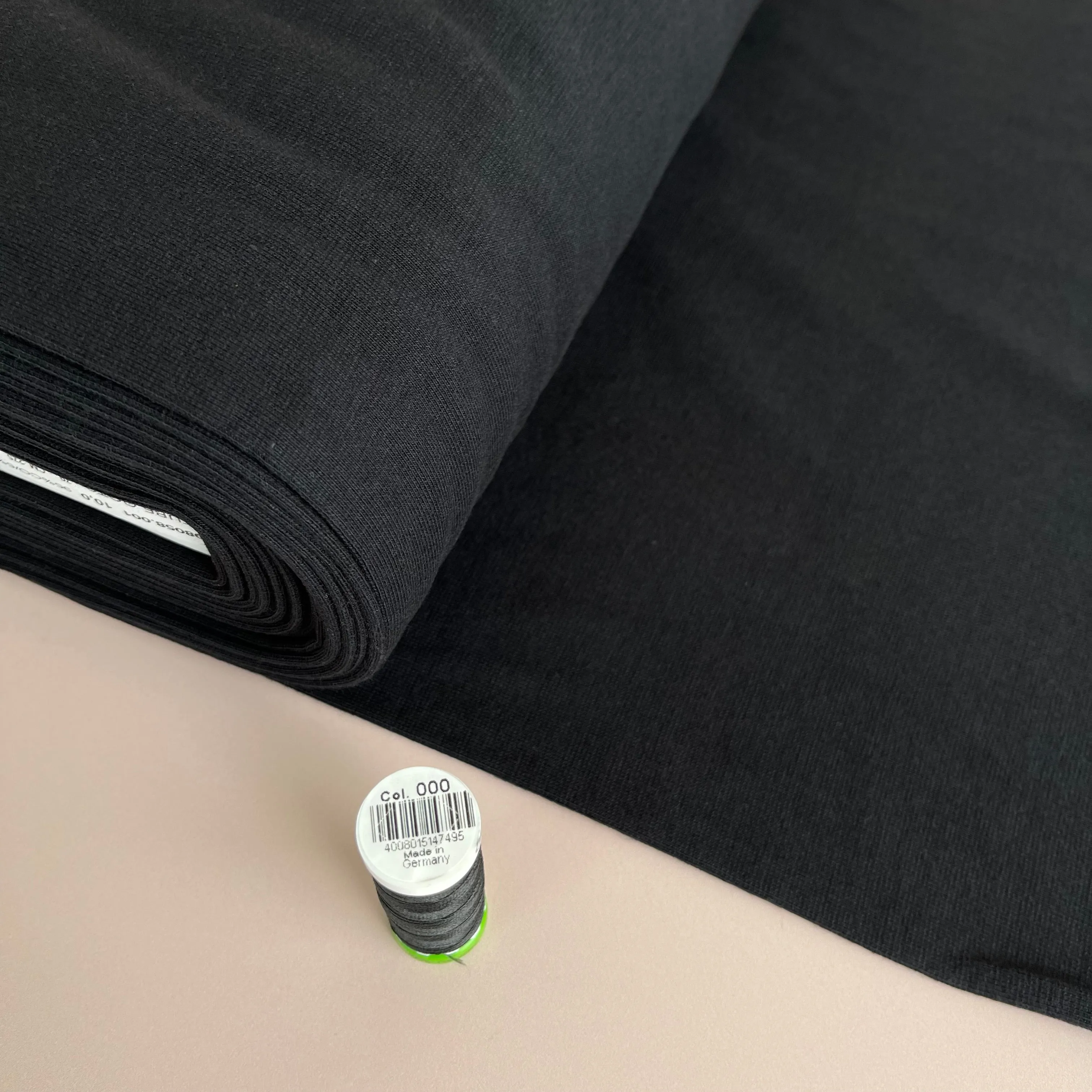REMNANT 0.21 Metre - Black Organic Tubular Cuff Ribbing
