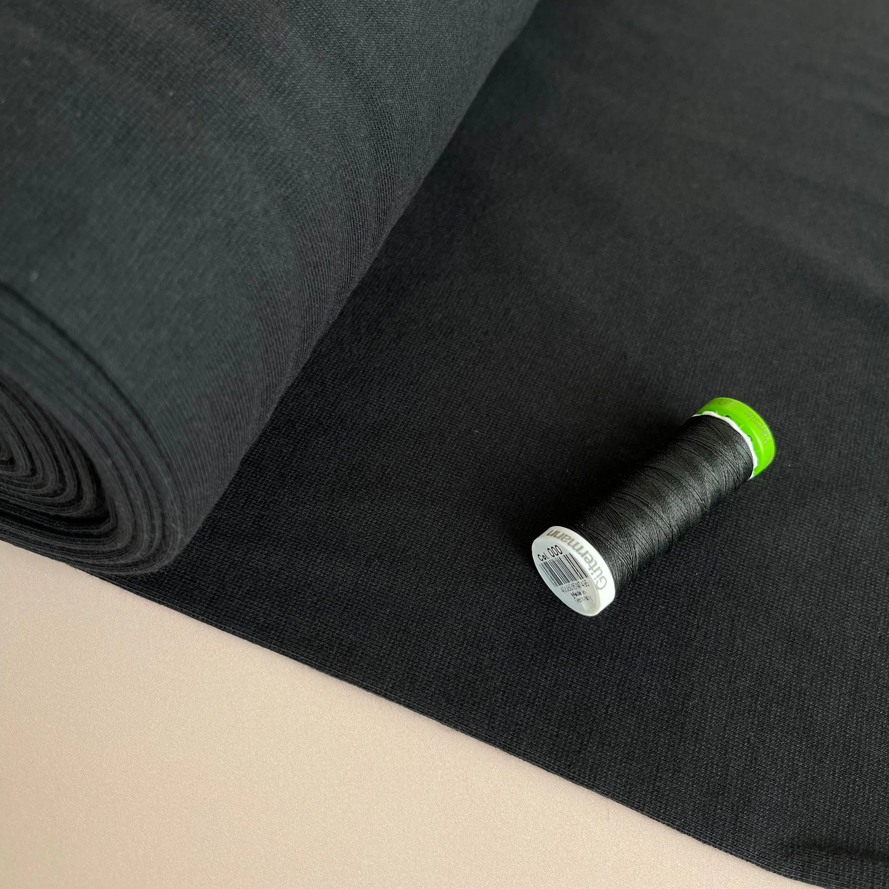 REMNANT 0.21 Metre - Black Organic Tubular Cuff Ribbing