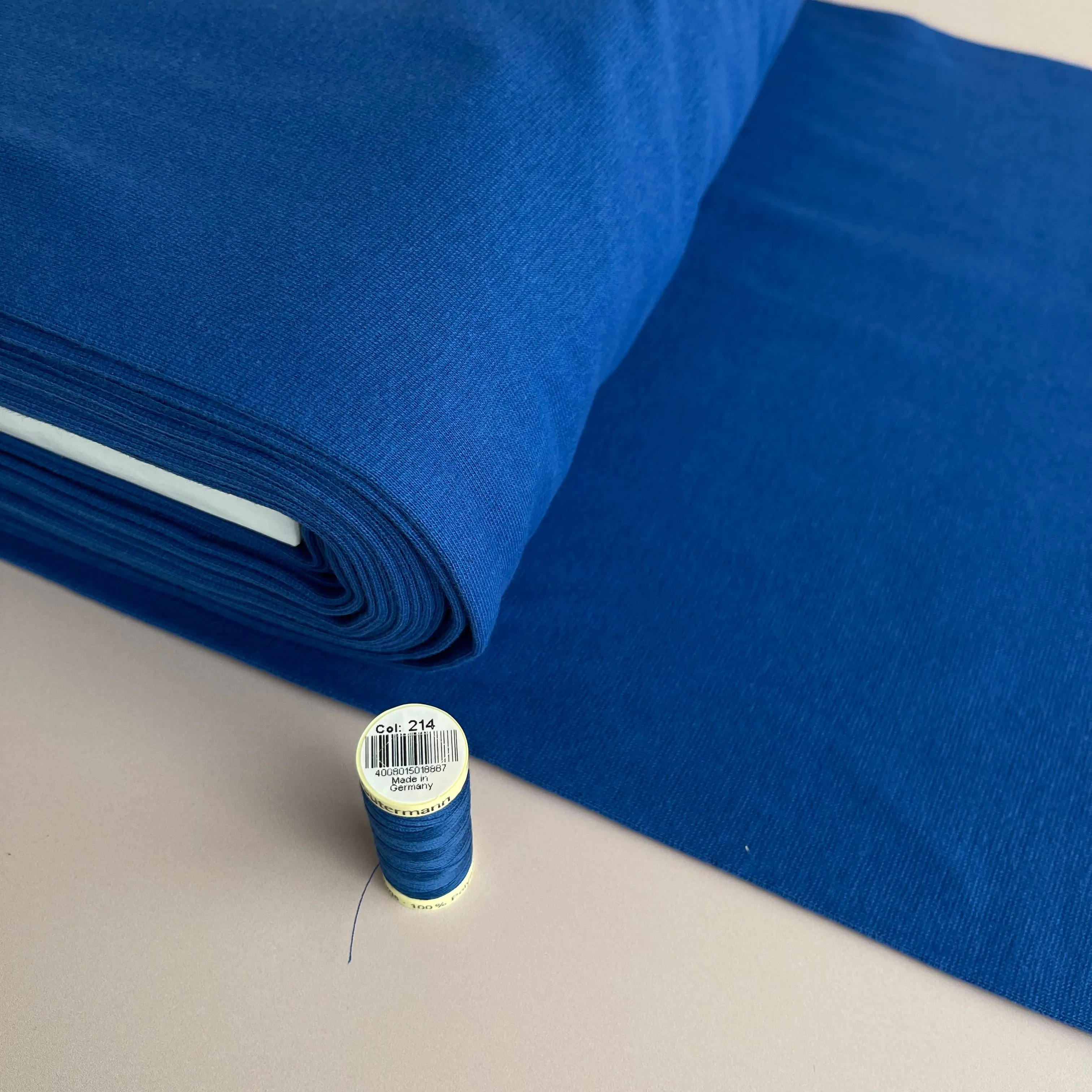 REMNANT 0.35 Metre (plus 1cm with small cuts ) Cobalt Blue Organic Tubular Cuff Ribbing