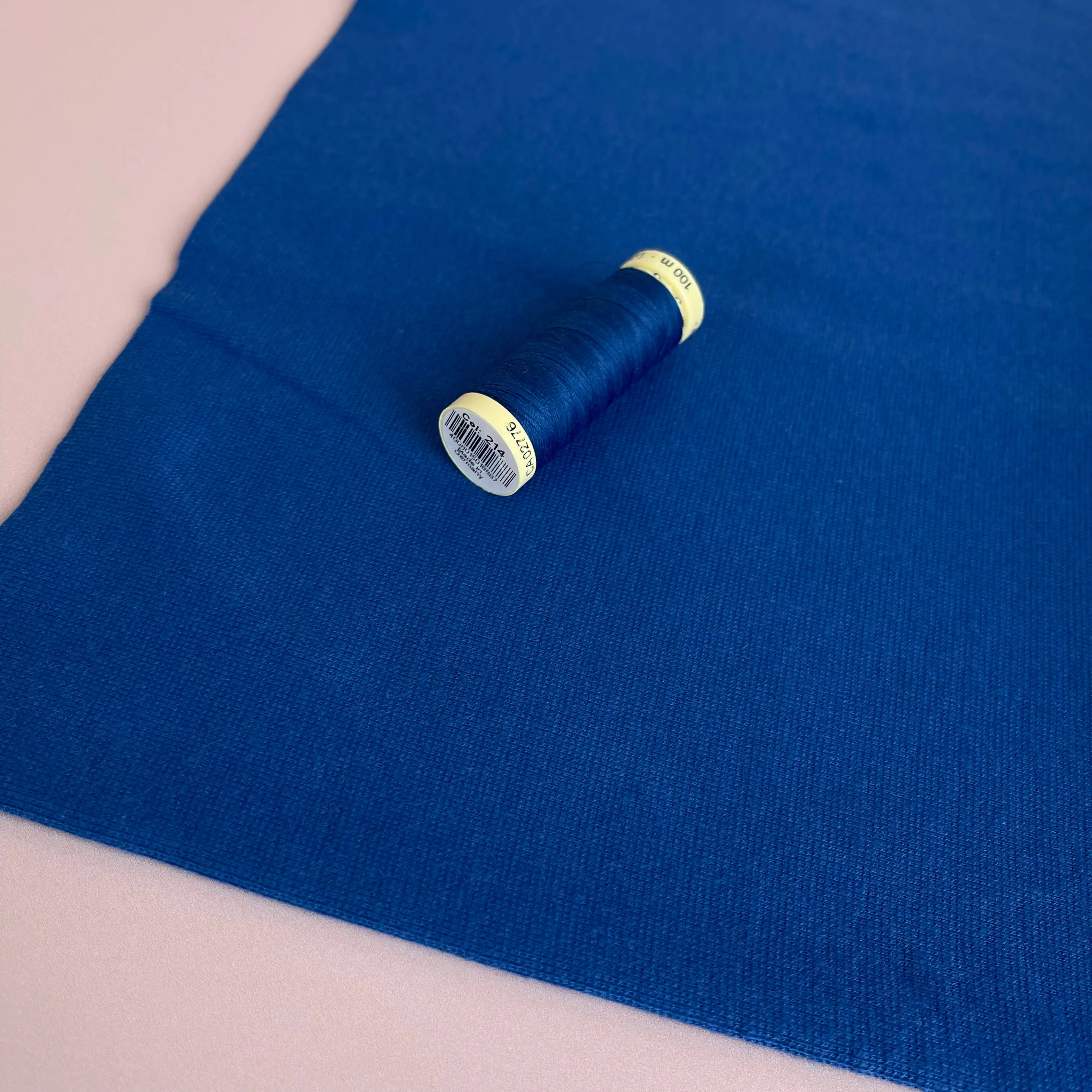 REMNANT 0.35 Metre (plus 1cm with small cuts ) Cobalt Blue Organic Tubular Cuff Ribbing