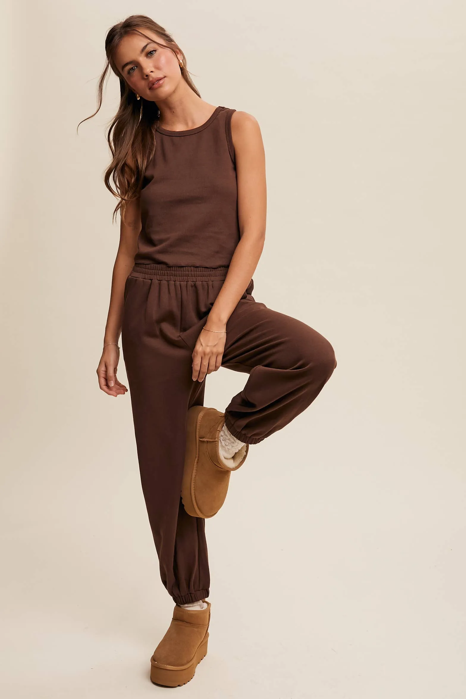 Ribbed Knit Tank & Jogger Set