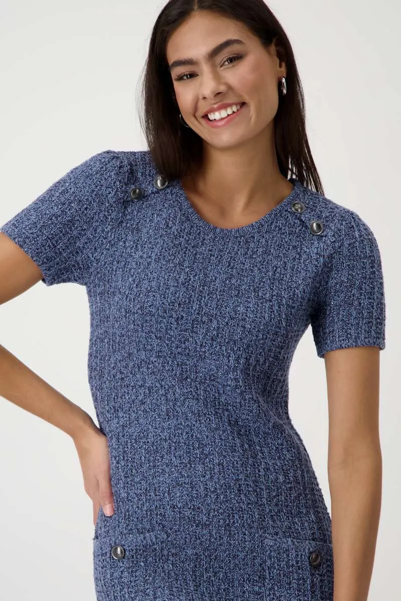 Round Neck Dress 408483MNR in Indigo by Monari