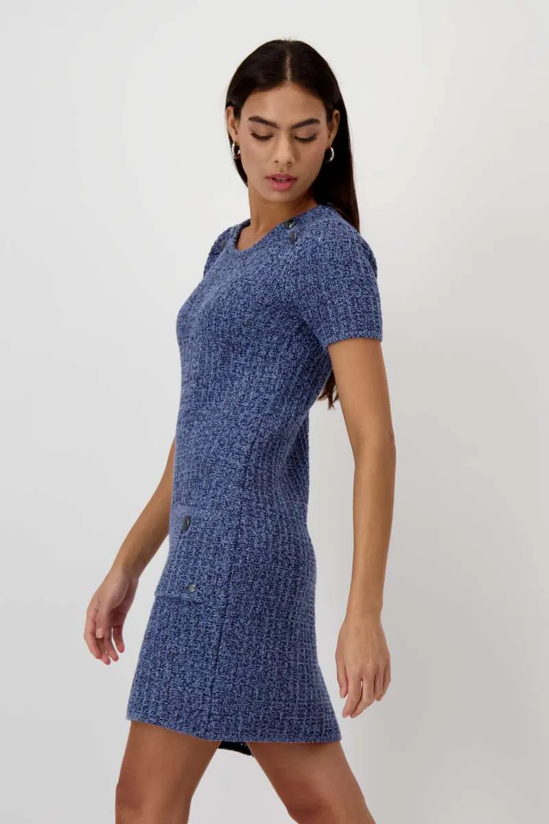Round Neck Dress 408483MNR in Indigo by Monari