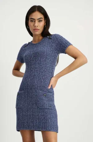 Round Neck Dress 408483MNR in Indigo by Monari