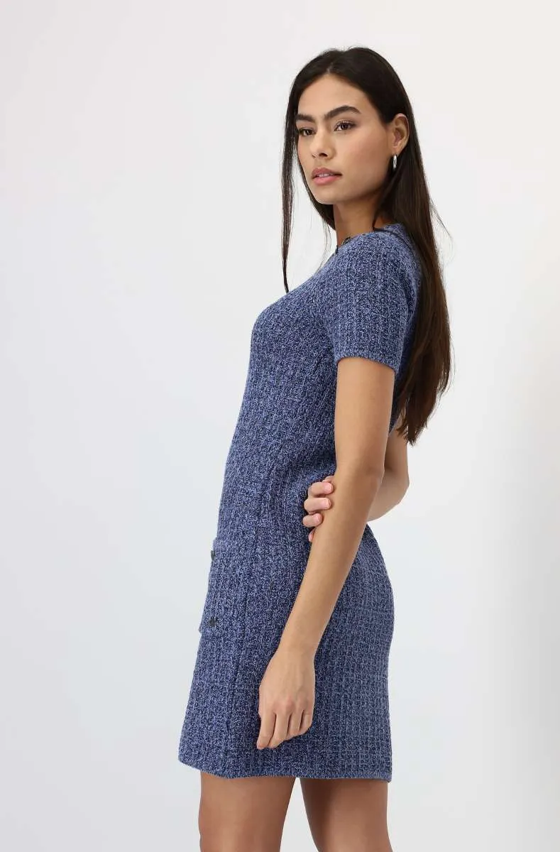 Round Neck Dress 408483MNR in Indigo by Monari