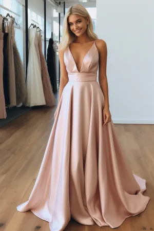 Satin Light Pink Prom Dress