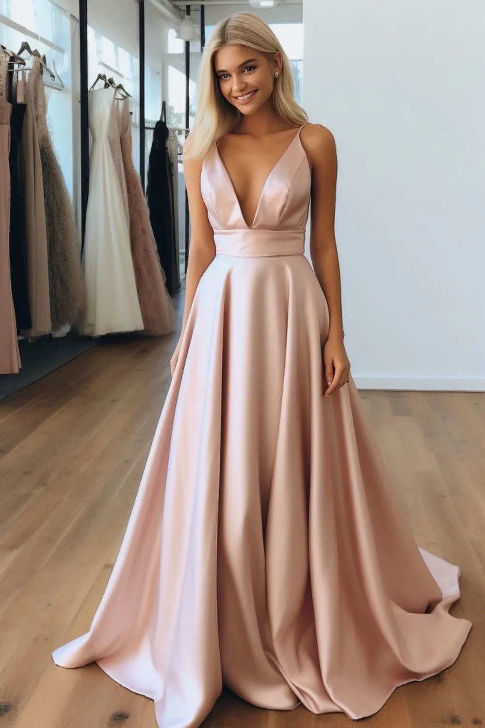 Satin Light Pink Prom Dress