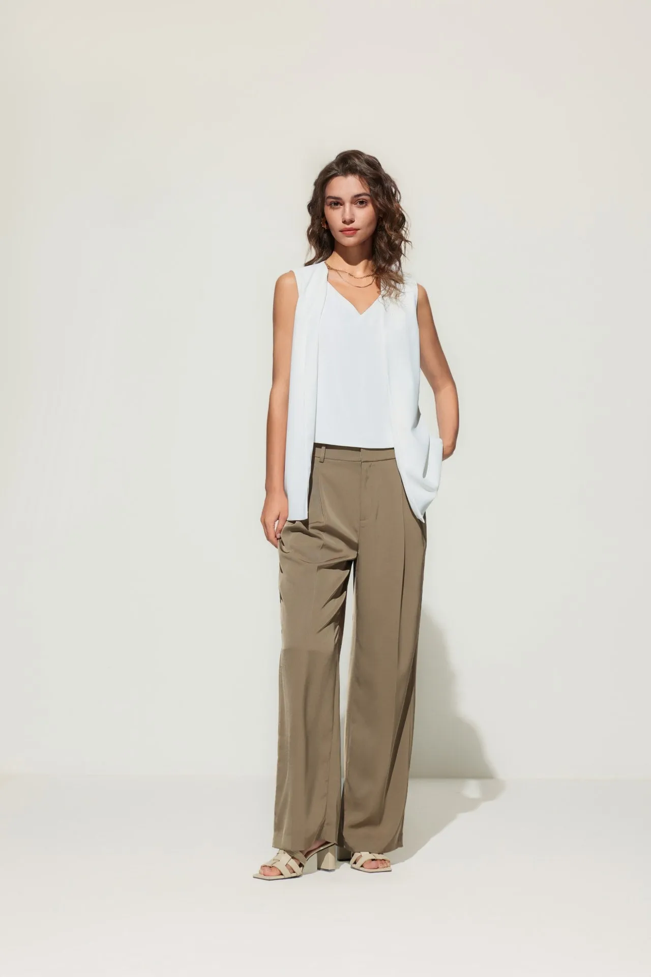 Satin V Neck 2 In 1 Layered Blouse