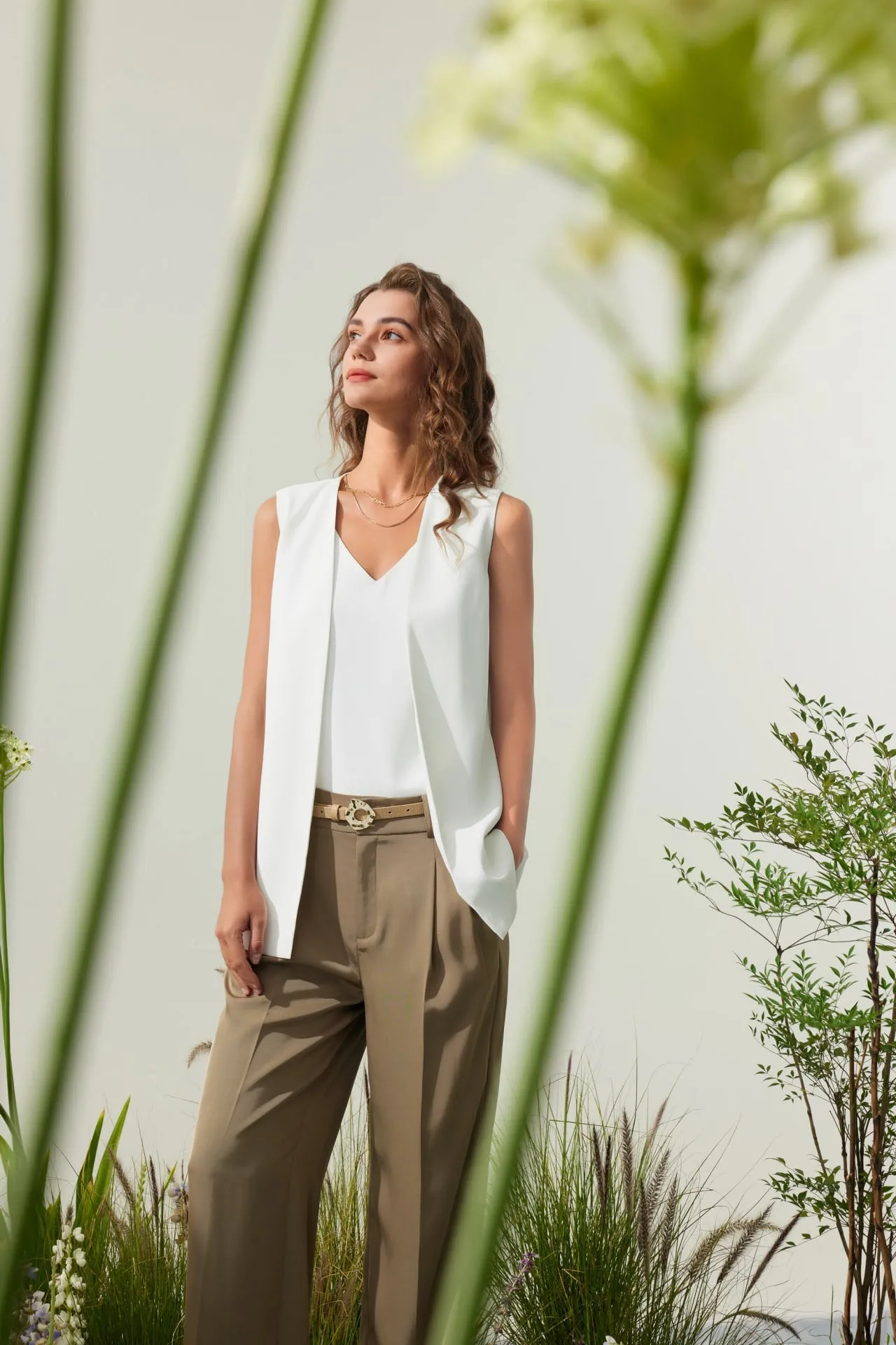 Satin V Neck 2 In 1 Layered Blouse