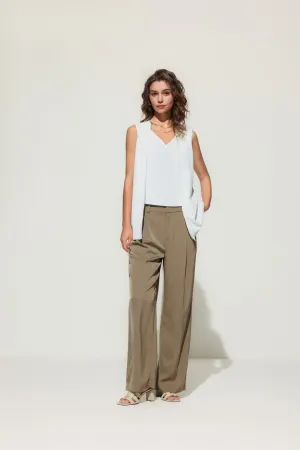Satin V Neck 2 In 1 Layered Blouse
