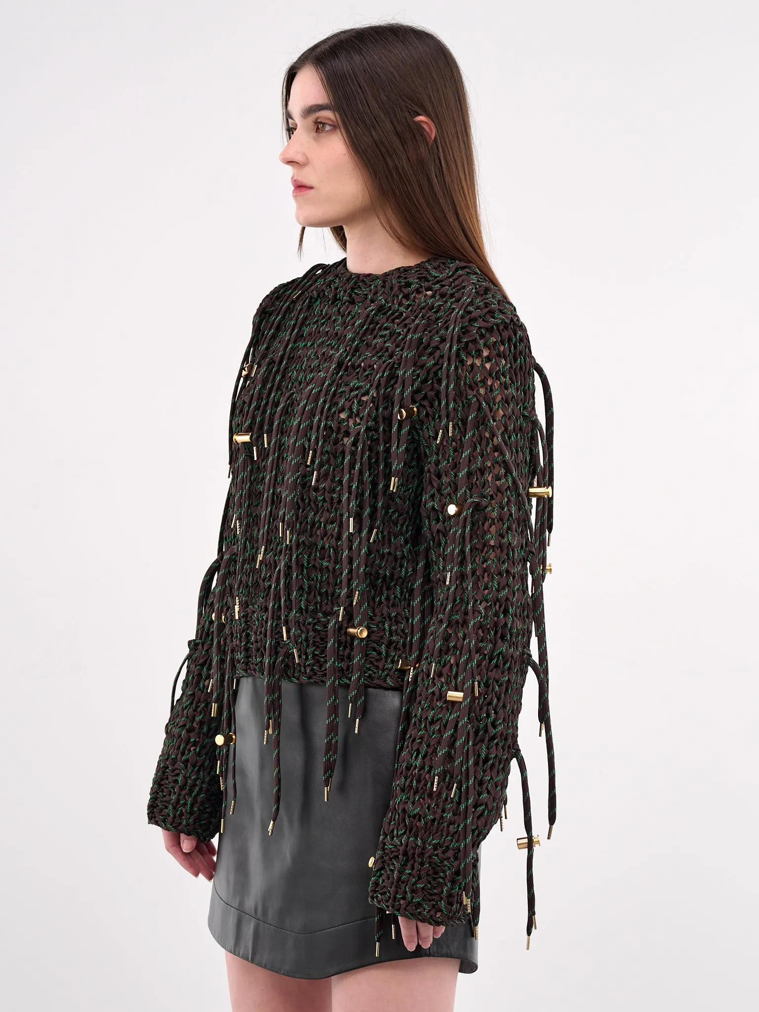Shoelace Knit Pullover (25-07711-BROWN)