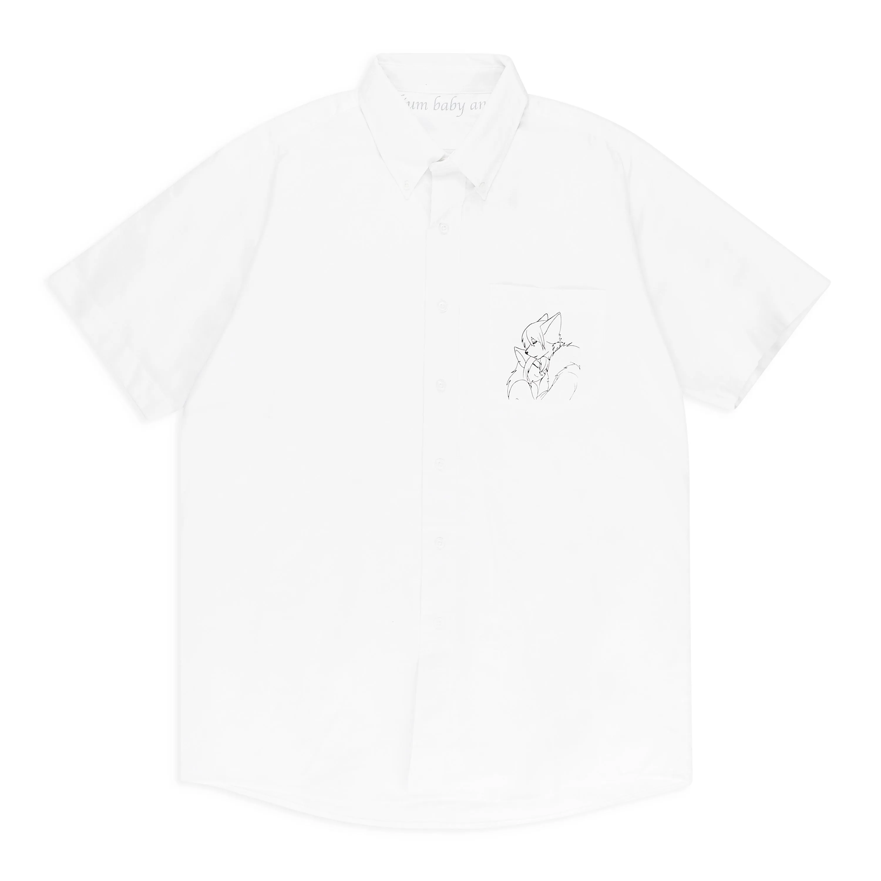 SHORT FURRY KISS BUTTON DOWN WHITE BLOUSE