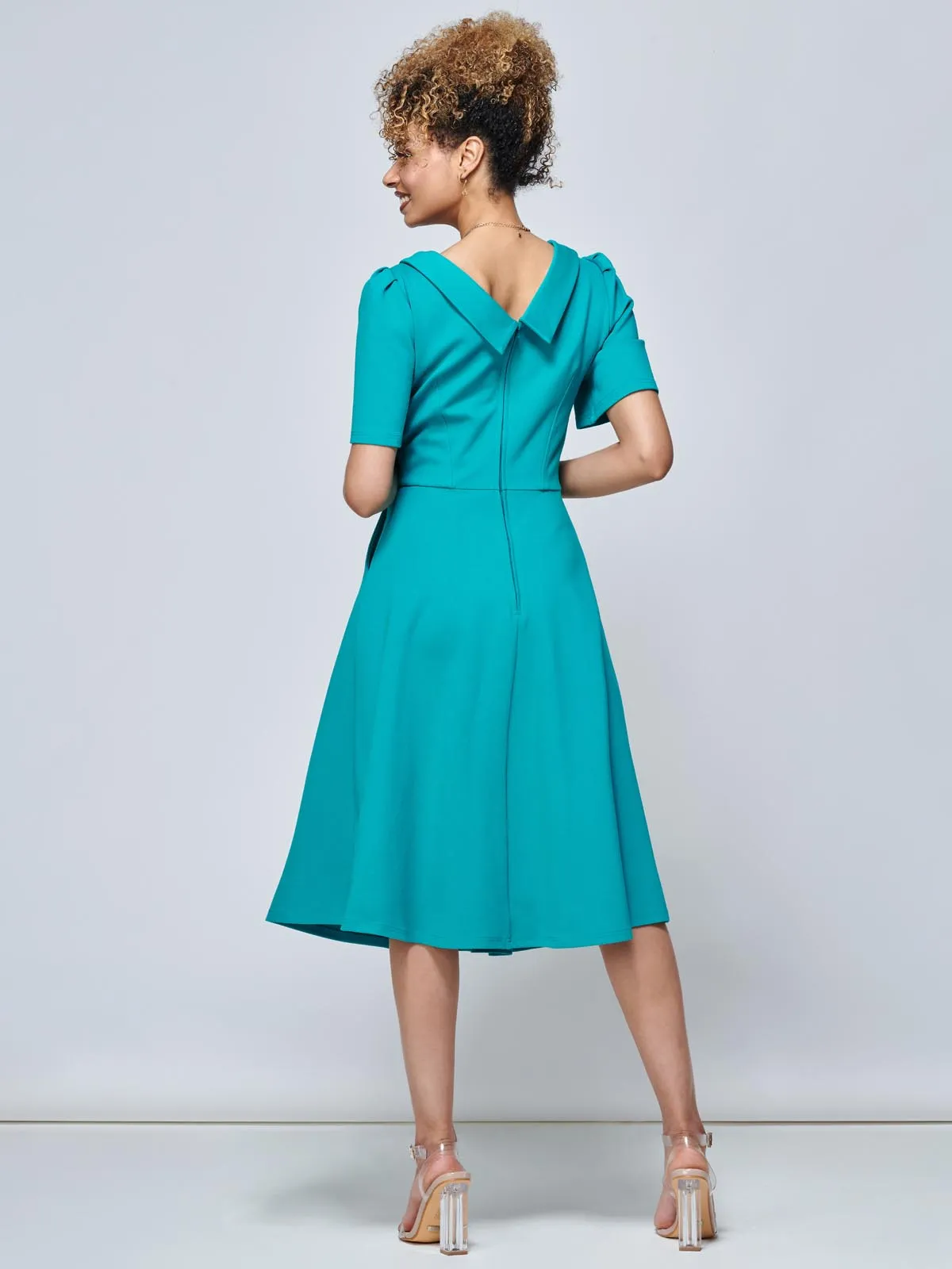 Sophia Button Collar Dress, Persian Green