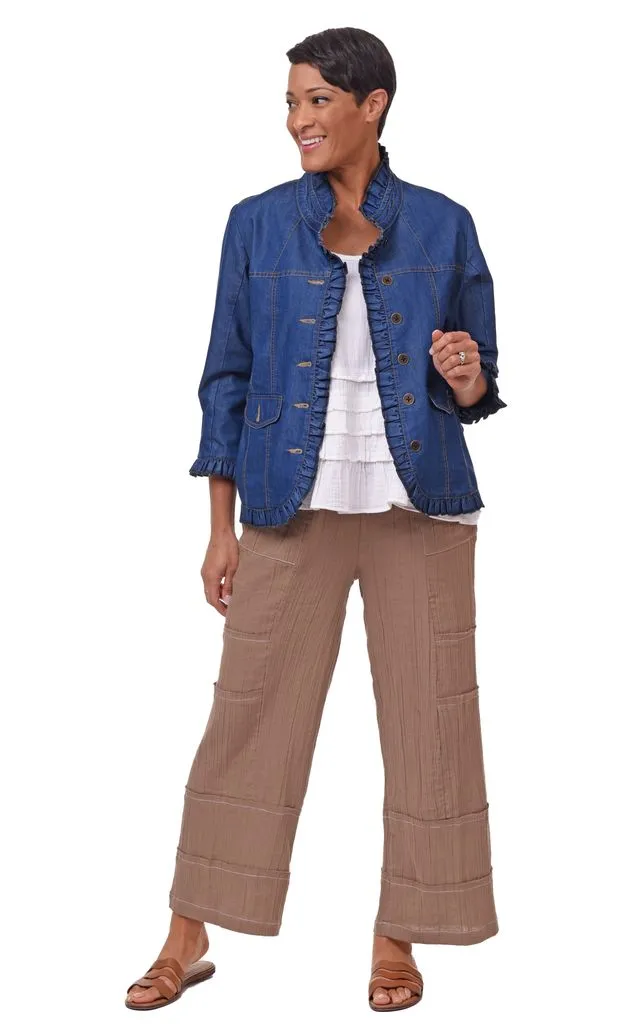Sterling Ruffle Womens Jacket in Denim