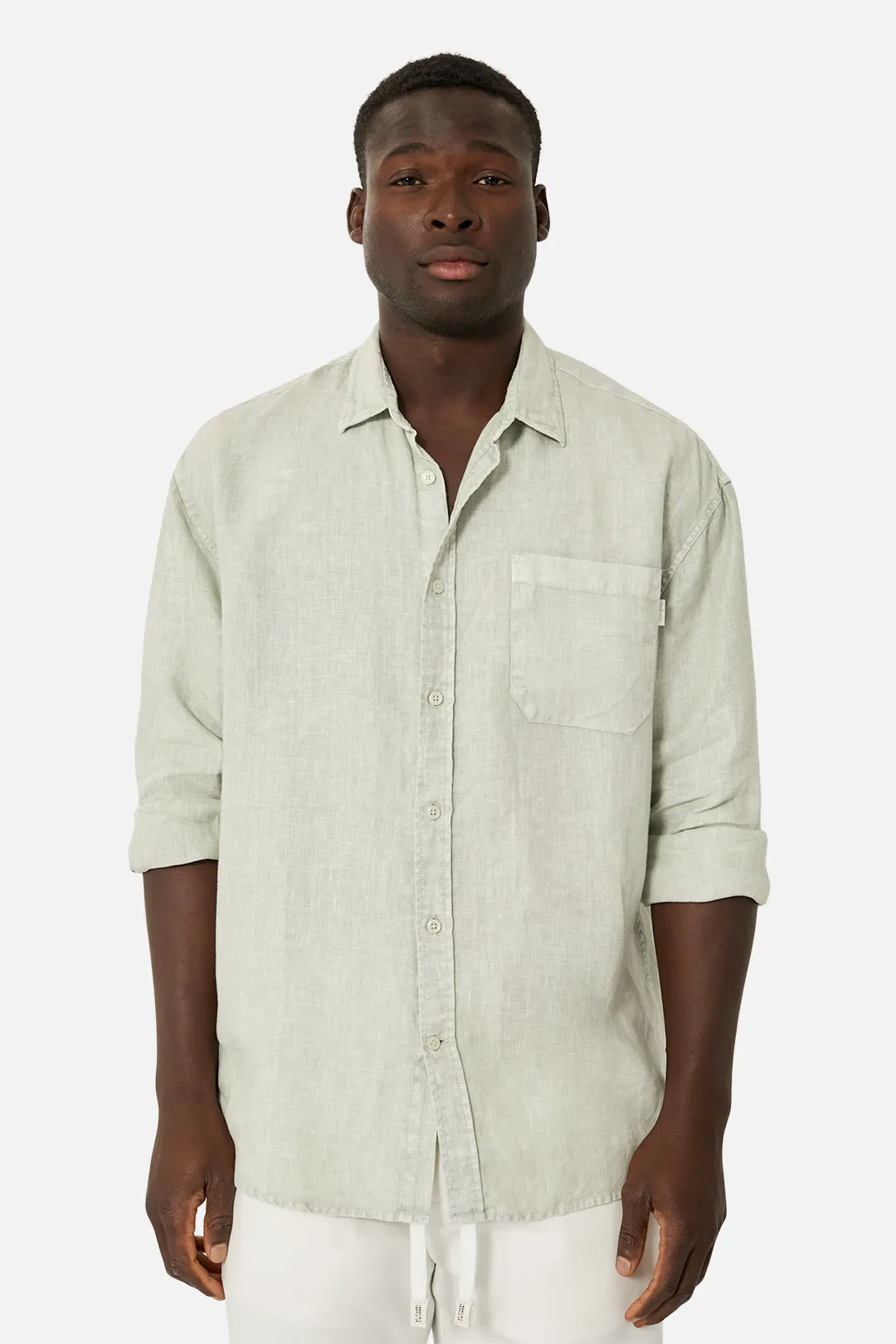 The Laverty L/s Linen Shirt - Cyan