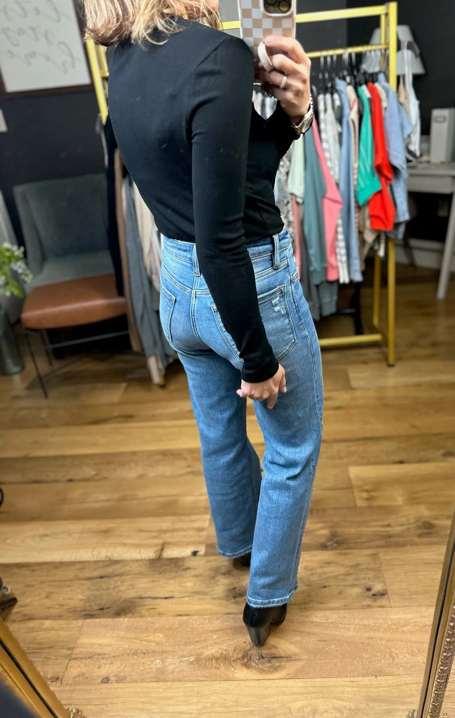 The Miley High Rise Ankle Slim Wide Leg Denim