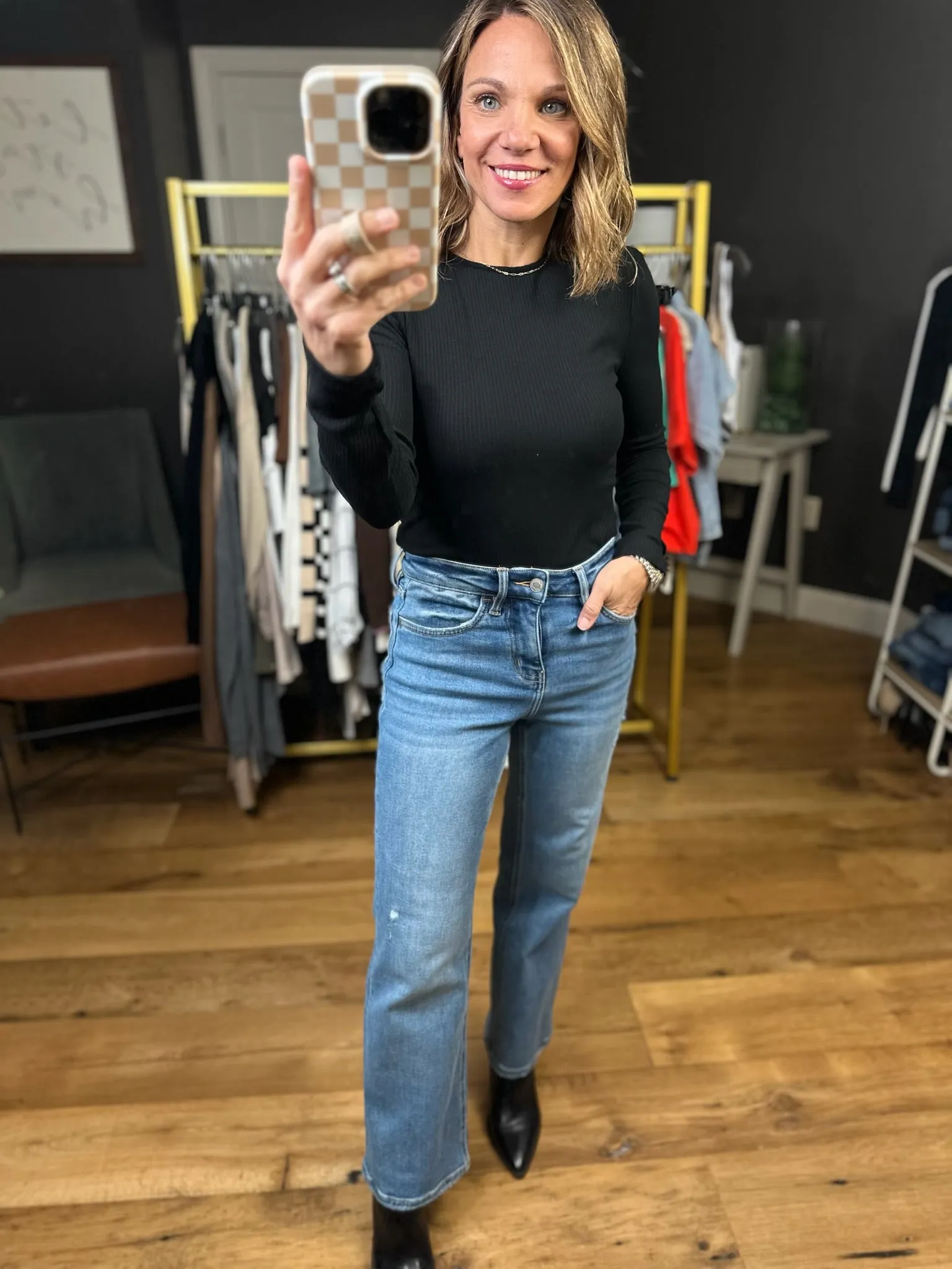 The Miley High Rise Ankle Slim Wide Leg Denim