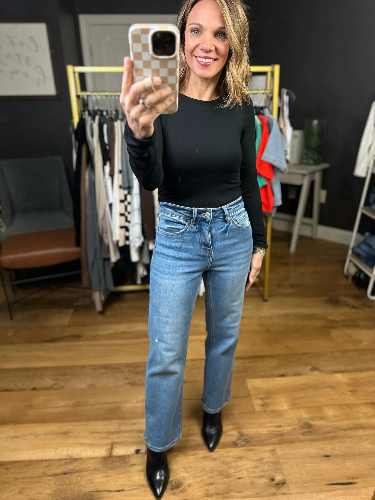 The Miley High Rise Ankle Slim Wide Leg Denim