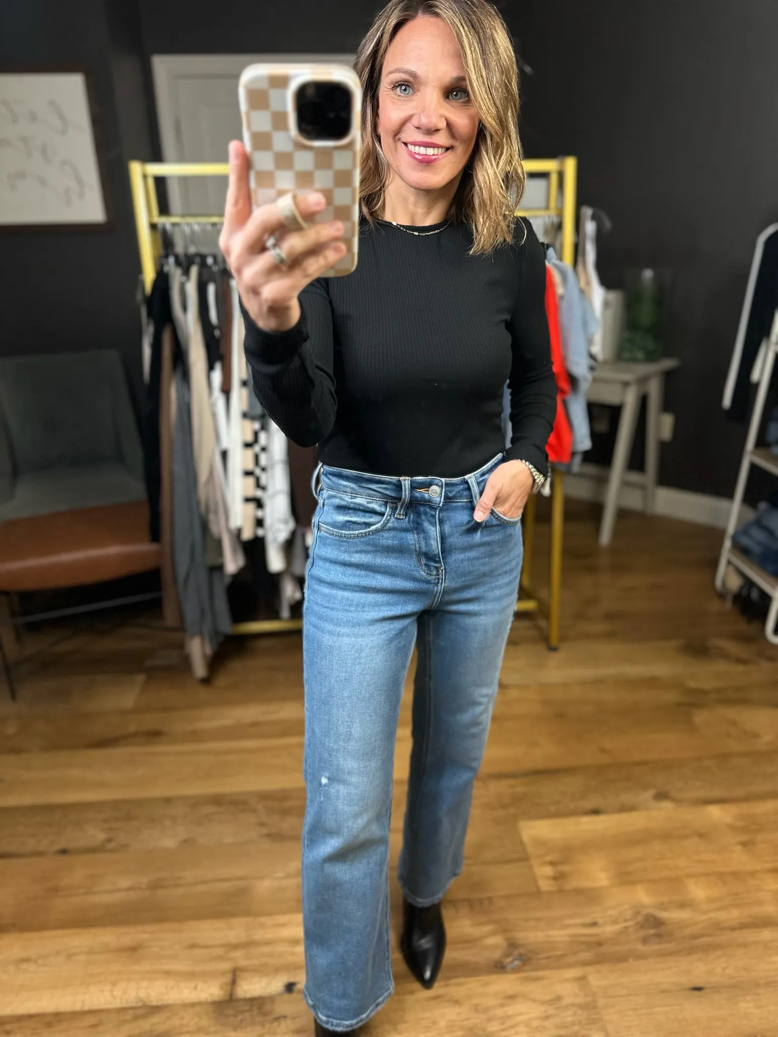 The Miley High Rise Ankle Slim Wide Leg Denim