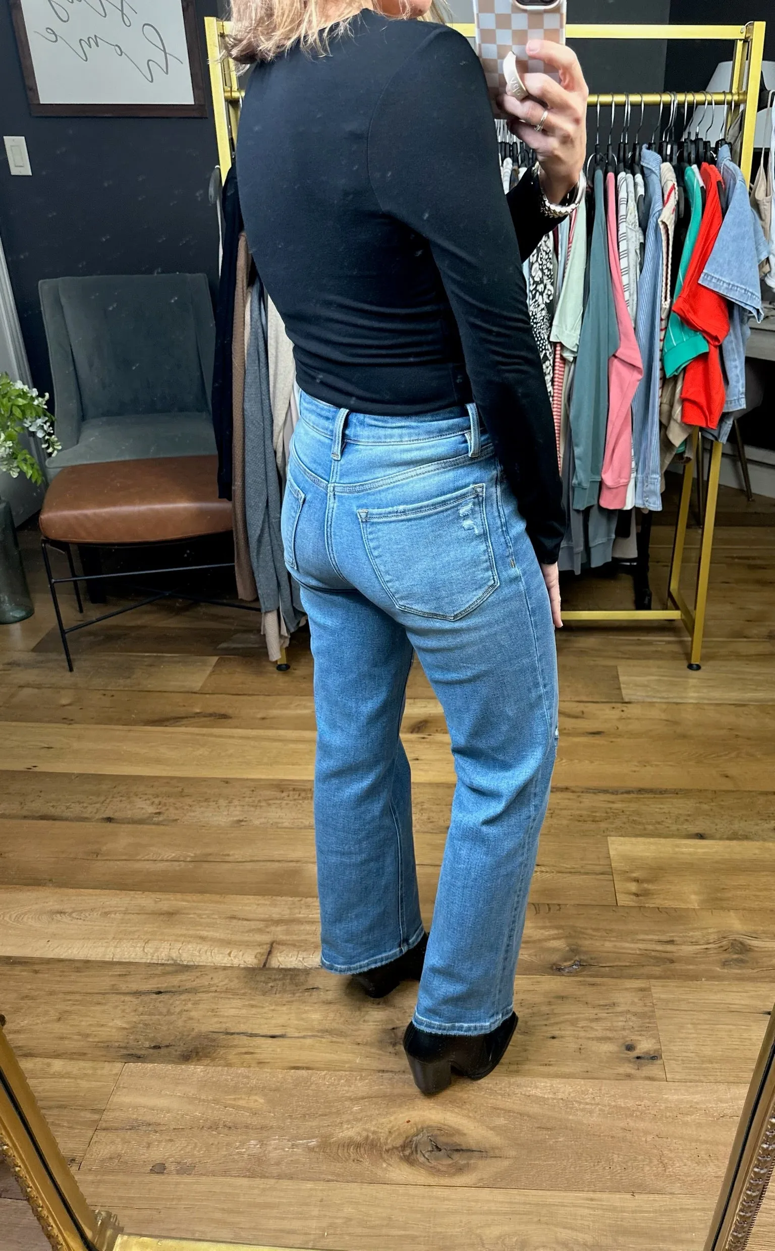 The Miley High Rise Ankle Slim Wide Leg Denim