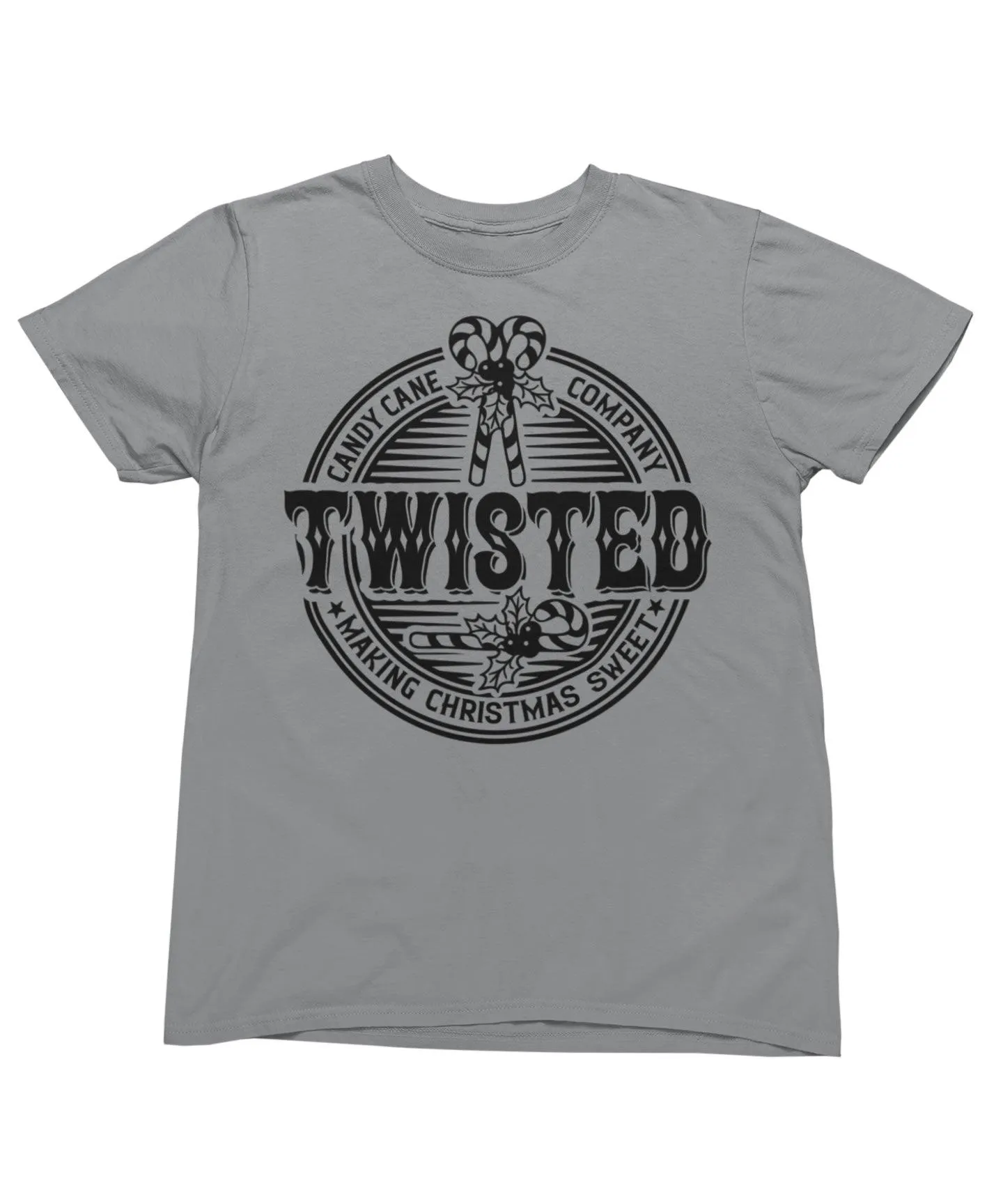 Twisted Candy Cane Mono Christmas T-Shirt