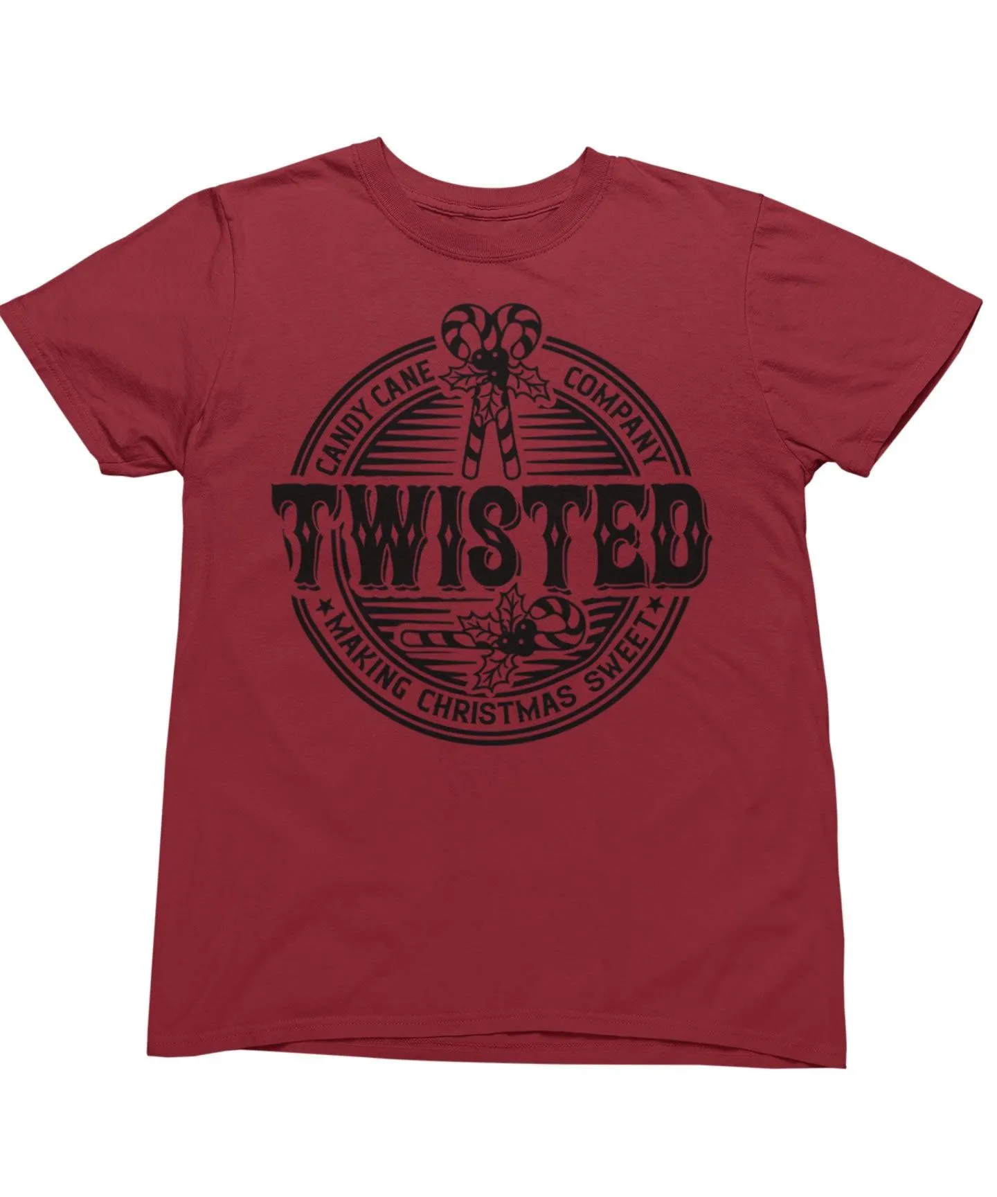 Twisted Candy Cane Mono Christmas T-Shirt