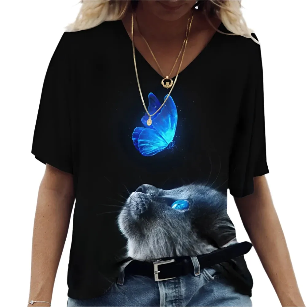 Unisex Printed Cat T-Shirt
