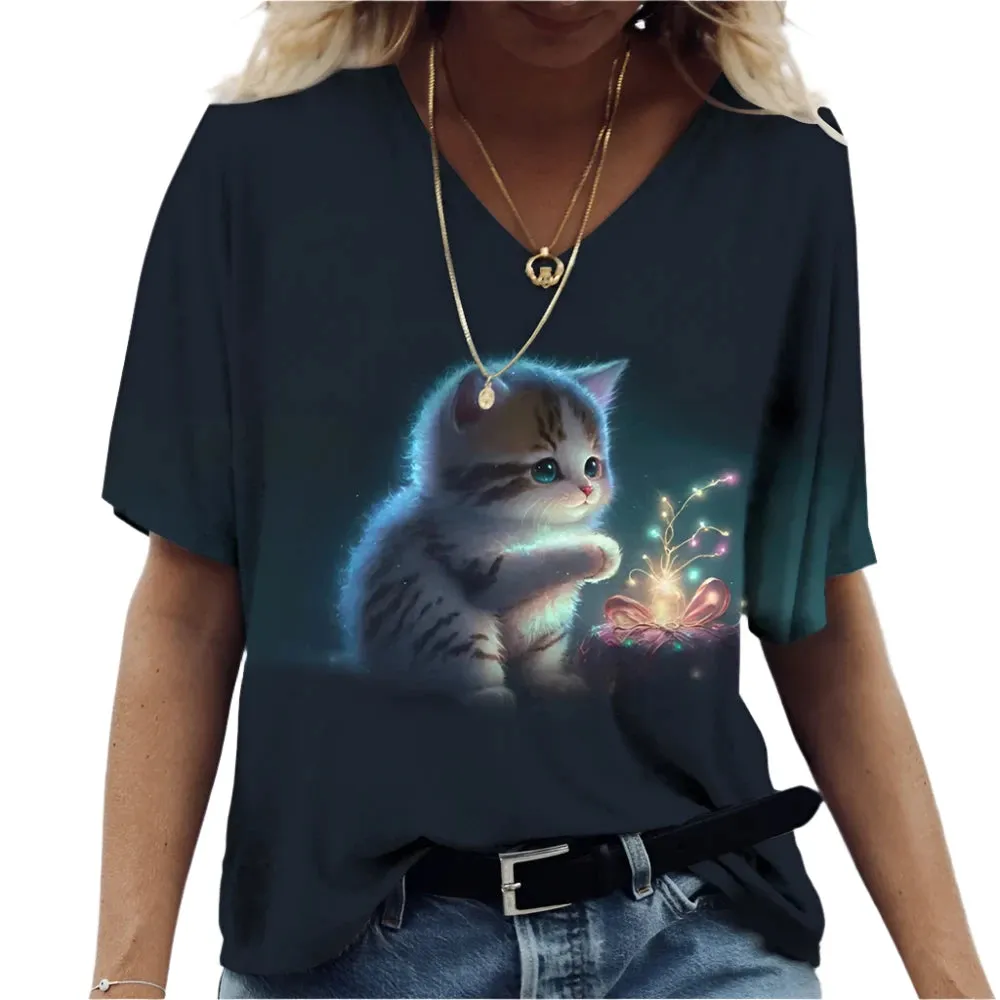 Unisex Printed Cat T-Shirt