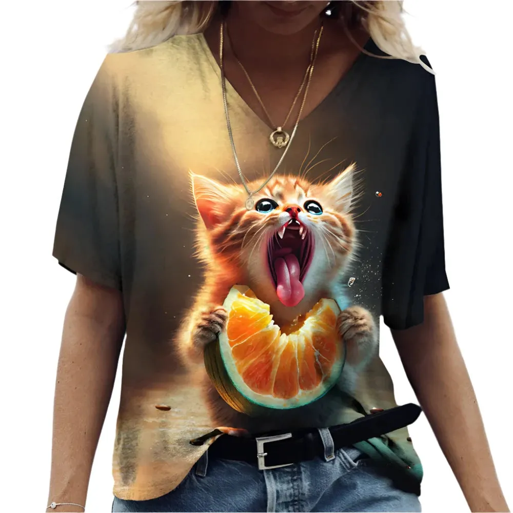 Unisex Printed Cat T-Shirt