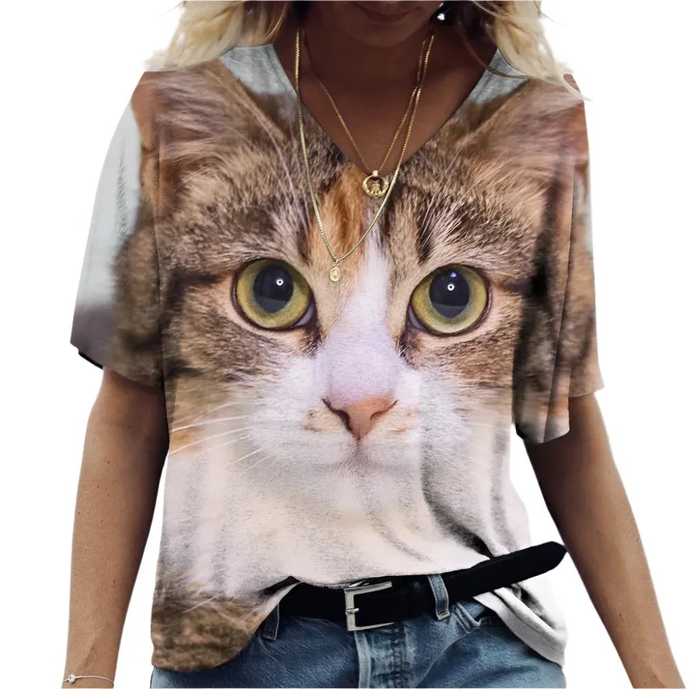 Unisex Printed Cat T-Shirt