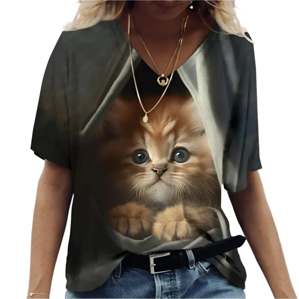 Unisex Printed Cat T-Shirt